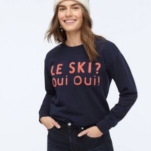 J. Crew Navy Le Ski? Oui Oui Terry Embroidered Crewneck Sweatshirt XXS